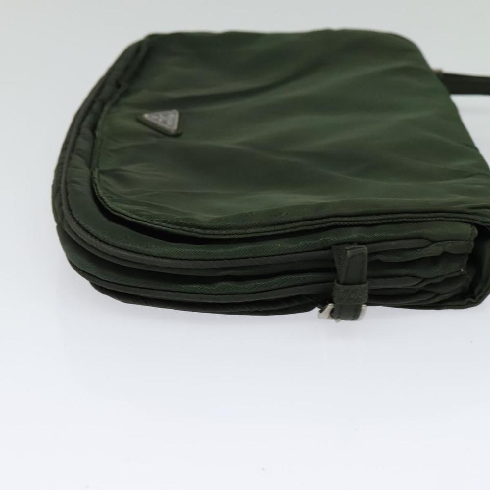 PRADA Shoulder Bag Nylon Khaki Silver Auth bs26048 - Picture 4 of 16